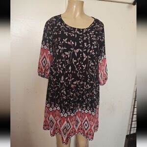 Final Touch Black and Pink Floral Tunic